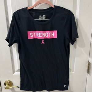 Under Armour Black T-Shirt with Pink Strength Graphic